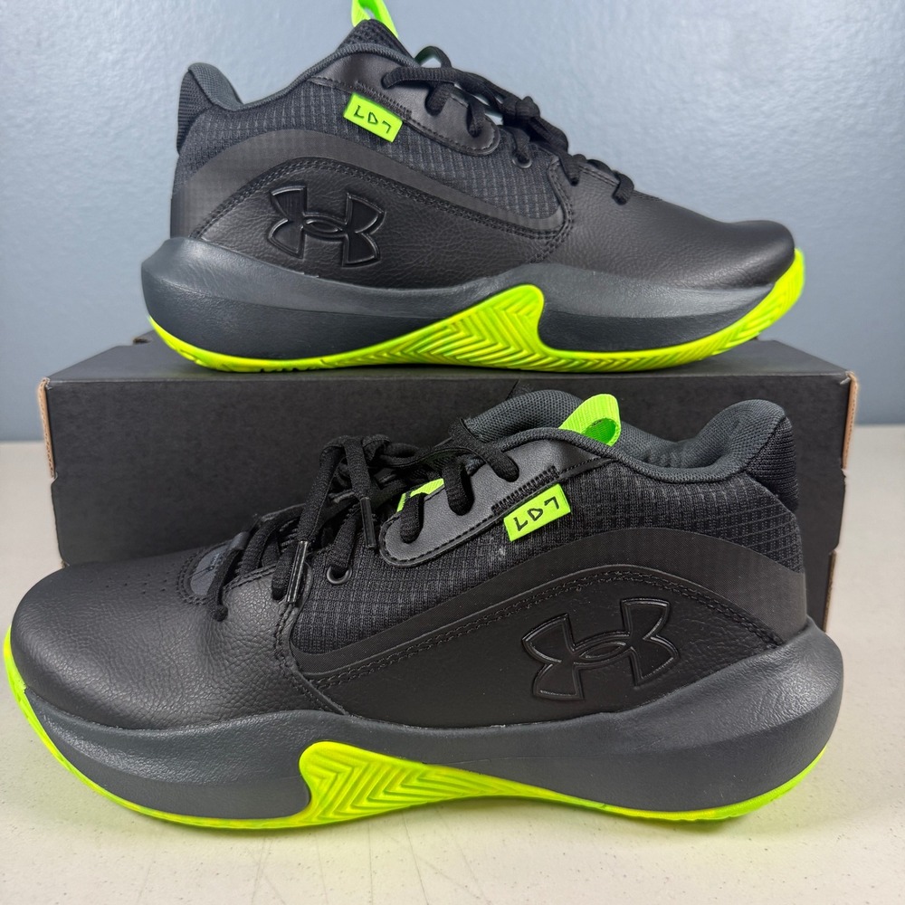 Under Armour Lockdown 7 Mens Basketball Shoes Black Neon Yellow‎ Size 11